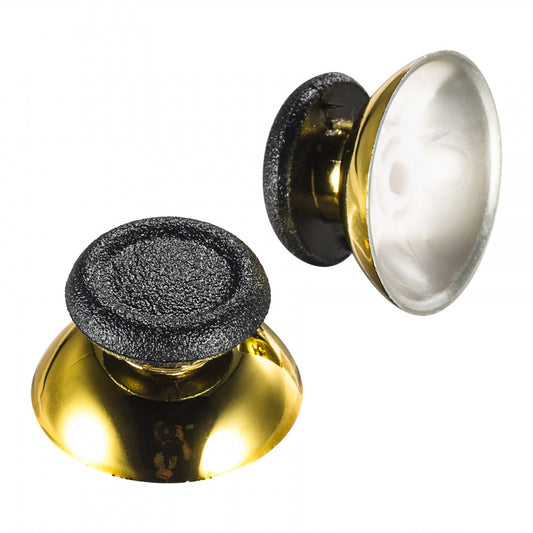 eXtremeRate Retail Replacement Chrome Gold Buttom Black Rubber Thumbsticks For ps4 Controller - P4J0119