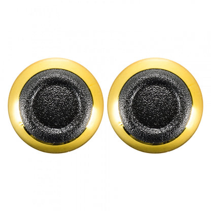 eXtremeRate Retail Replacement Chrome Gold Buttom Black Rubber Thumbsticks For ps4 Controller - P4J0119