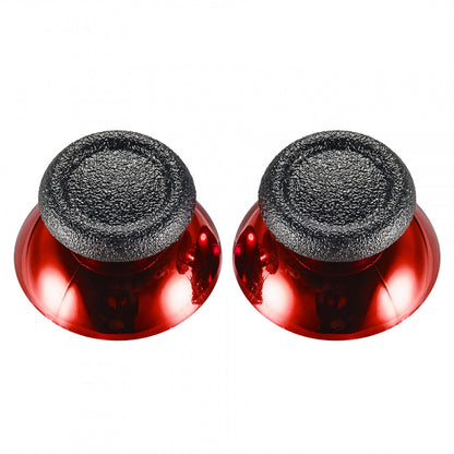 eXtremeRate Retail Replacement Chrome Red Buttom Black Rubber Thumbsticks For ps4 Controller - P4J0121