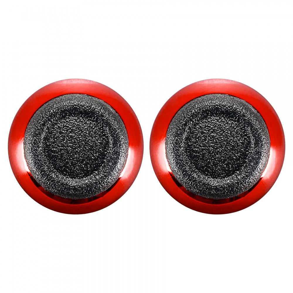 eXtremeRate Retail Replacement Chrome Red Buttom Black Rubber Thumbsticks For ps4 Controller - P4J0121