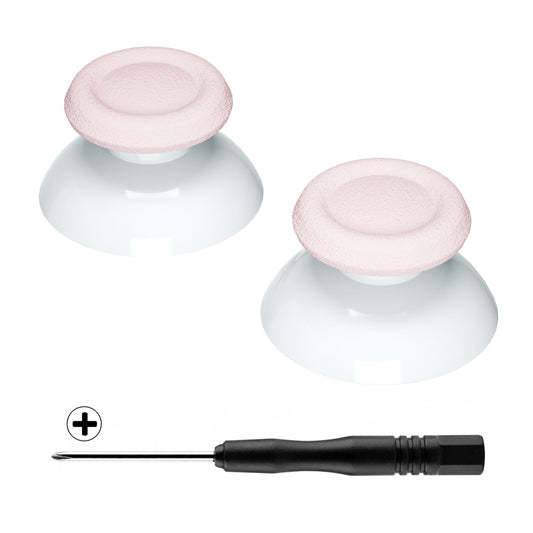 eXtremeRate Retail Cherry Blossoms Pink & White Dual-Color Replacement 3D Joystick Thumbsticks, Analog Thumb Sticks with Cross Screwdriver for ps4 Slim Pro Controller - P4J0129