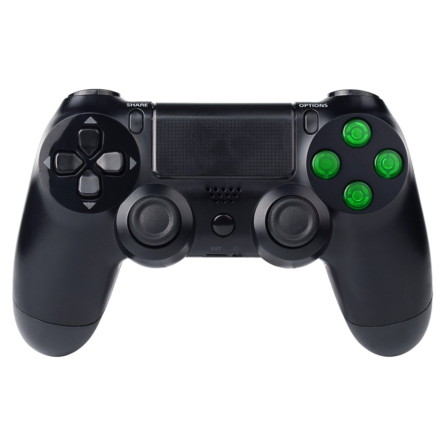 eXtremeRate Retail Transparent Green Action Buttons Repair for ps4 Controller-P4J0212