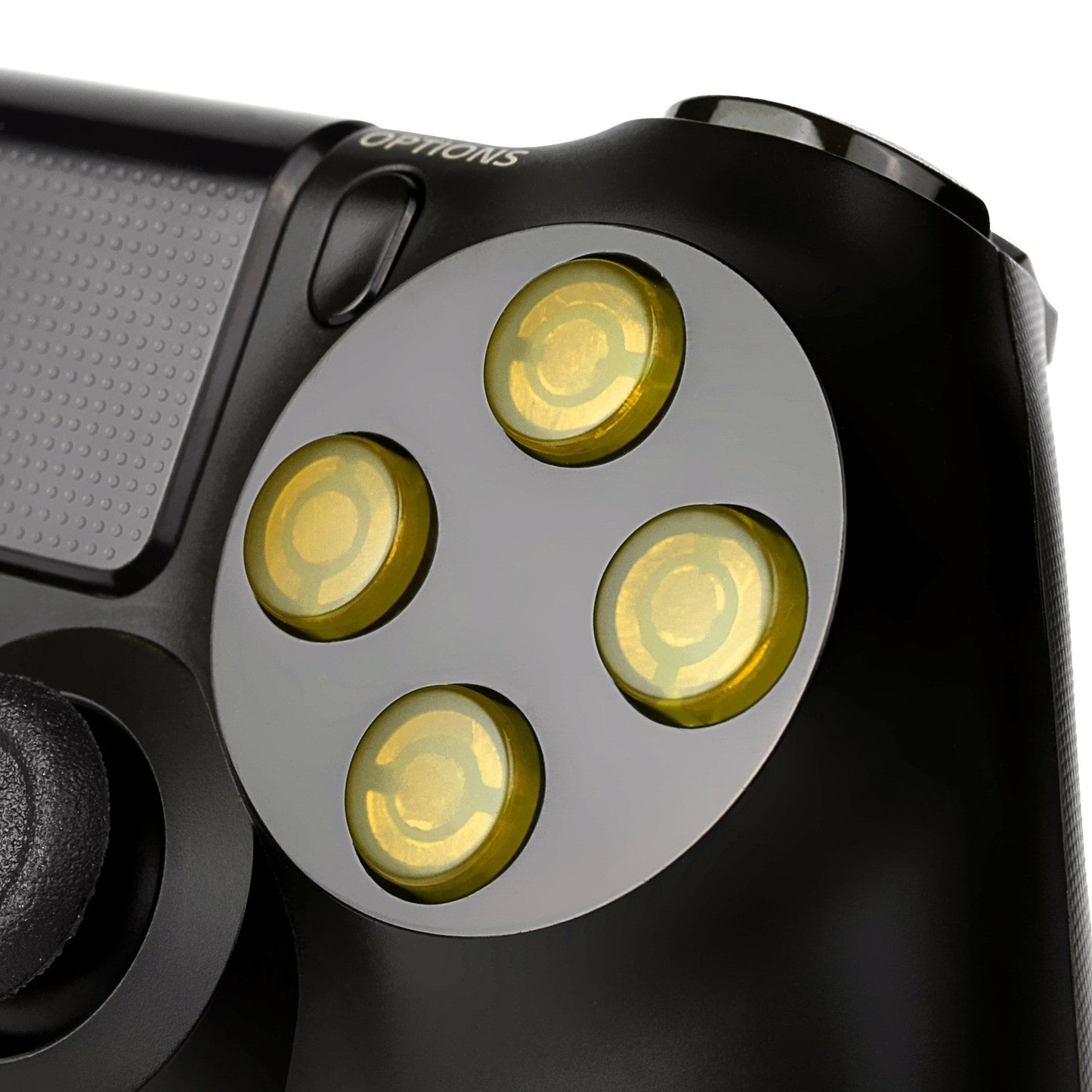 eXtremeRate Retail Transparent Yellow Action Buttons Repair for ps4 Controller-P4J0213