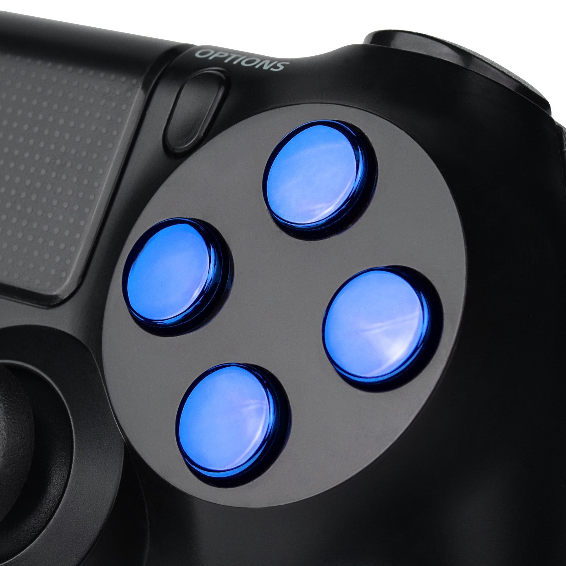 eXtremeRate Retail Chrome Blue Action Buttons Repair for ps4 Controller-P4J0220