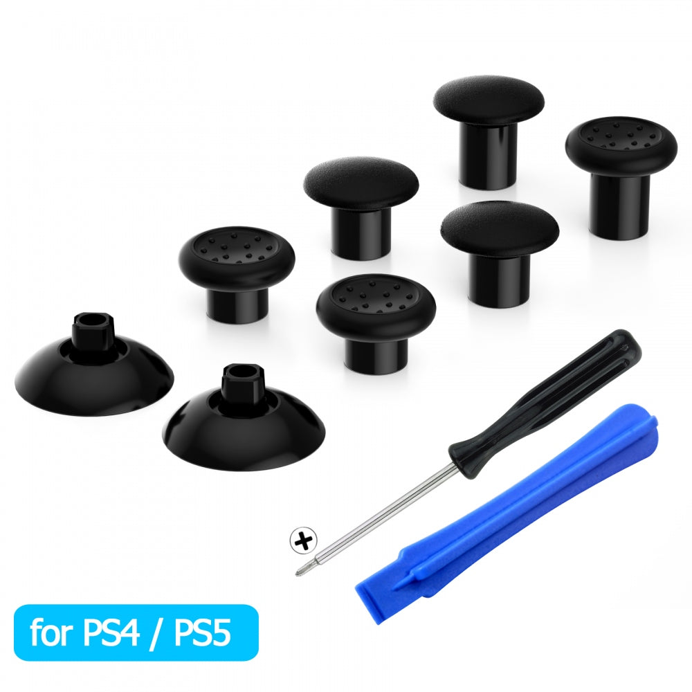 eXtremeRate Retail Black ThumbsGear Interchangeable Ergonomic Thumbstick for ps4 Slim ps4 Pro ps5 Controller with 3 Height Domed and Concave Grips Adjustable Joystick - P4J1101