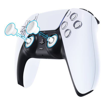 eXtremeRate Retail White ThumbsGear Interchangeable Ergonomic Thumbstick for ps4 Slim ps4 Pro ps5 Controller with 3 Height Domed and Concave Grips Adjustable Joystick - P4J1102