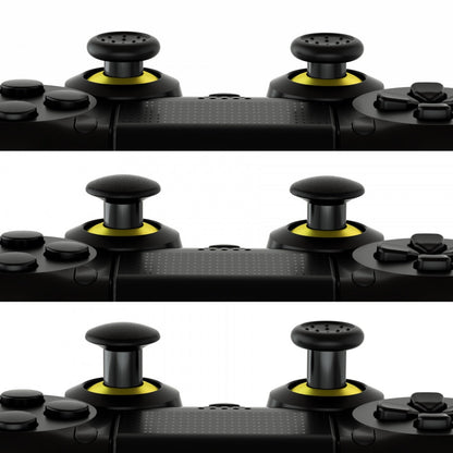 eXtremeRate Retail ThumbsGear Interchangeable Ergonomic Thumbstick for ps4 Slim ps4 Pro ps5 Controller with 3 Height Domed and Concave Grips Adjustable Joystick - Chrome Gold & Black - P4J1104