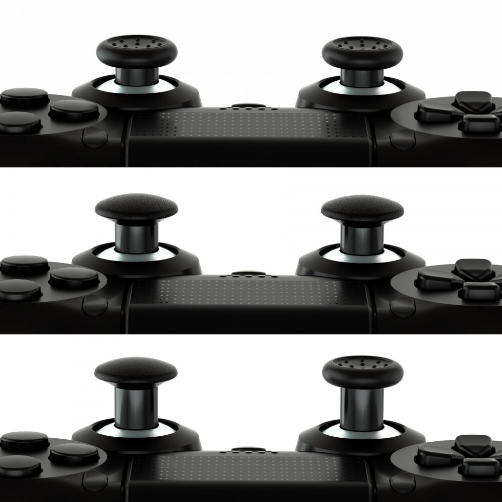 eXtremeRate Retail ThumbsGear Interchangeable Ergonomic Thumbstick for ps4 Slim ps4 Pro ps5 Controller with 3 Height Domed and Concave Grips Adjustable Joystick - Chrome Silver & Black - P4J1105