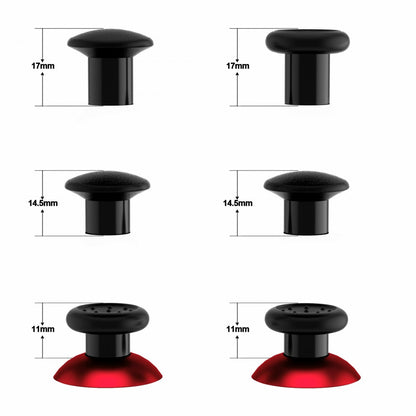 eXtremeRate Retail ThumbsGear Interchangeable Ergonomic Thumbstick for ps4 Slim ps4 Pro ps5 Controller with 3 Height Domed and Concave Grips Adjustable Joystick - Chrome Red & Black - P4J1106