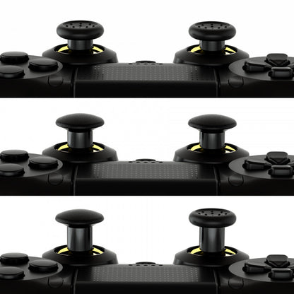 eXtremeRate Retail ThumbsGear Interchangeable Ergonomic Thumbstick for ps4 Slim ps4 Pro Controller with 3 Height Domed and Concave Grips Adjustable Joystick -  Chrome Glossy Gold & Black - P4J1108