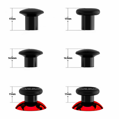 eXtremeRate Retail ThumbsGear Interchangeable Ergonomic Thumbstick for ps4 Slim ps4 Pro Controller with 3 Height Domed and Concave Grips Adjustable Joystick - Chrome Glossy Red & Black - P4J1110