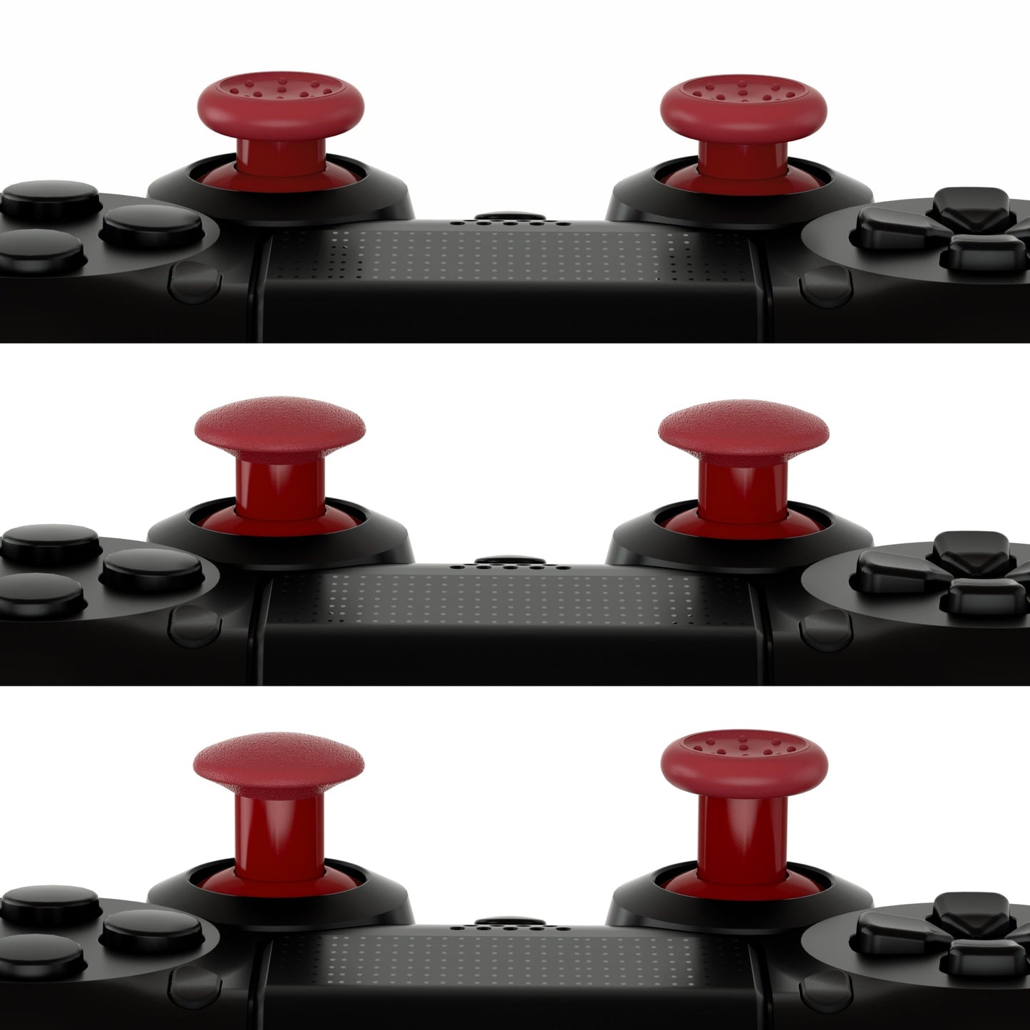 eXtremeRate Retail Carmine Red ThumbsGear Interchangeable Ergonomic Thumbstick for ps5 Controller, for ps4 All Model Controller - 3 Height Domed and Concave Grips Adjustable Joystick - P4J1112