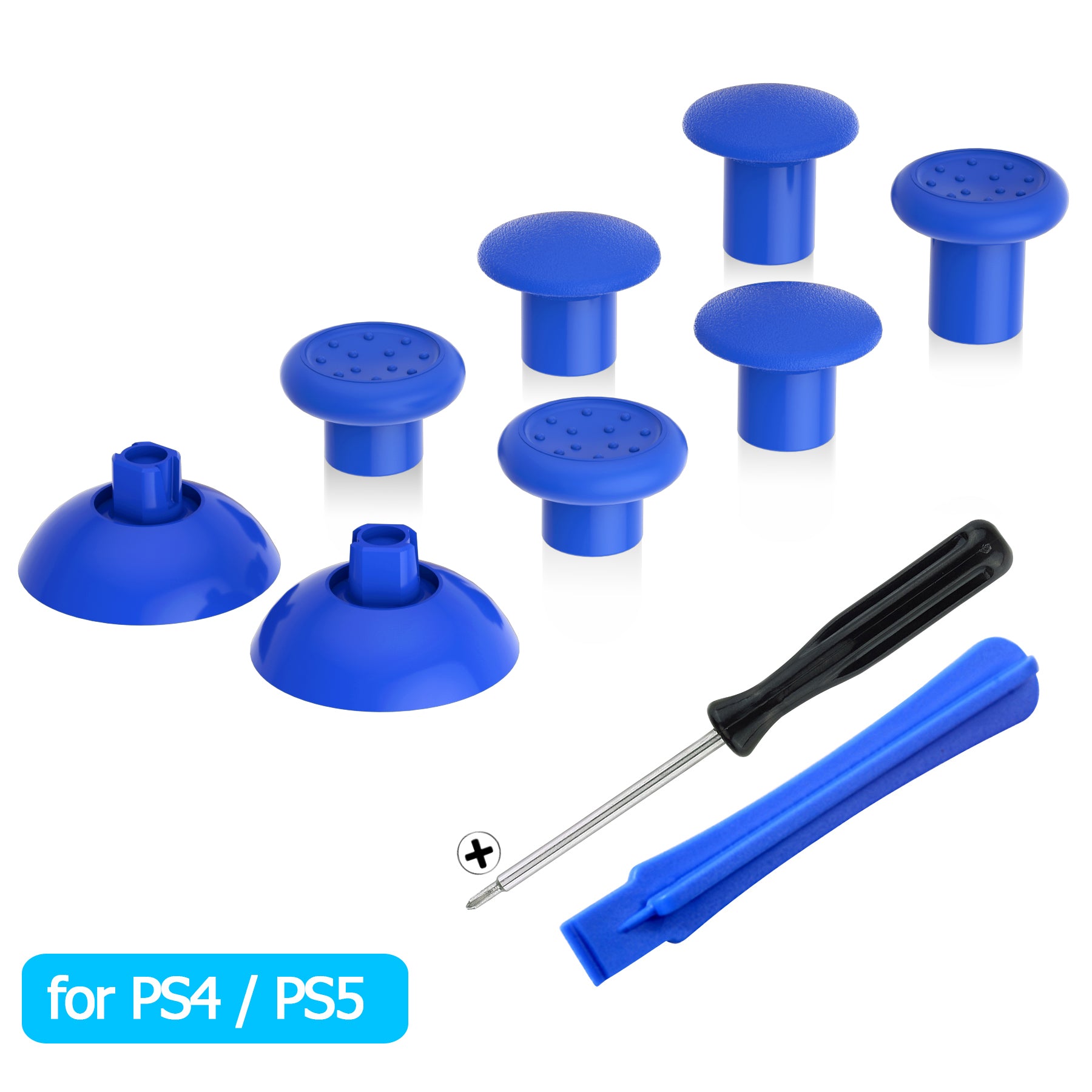 eXtremeRate Retail Blue ThumbsGear Interchangeable Ergonomic Thumbstick for ps5 Controller, for ps4 All Model Controller - 3 Height Domed and Concave Grips Adjustable Joystick - P4J1113