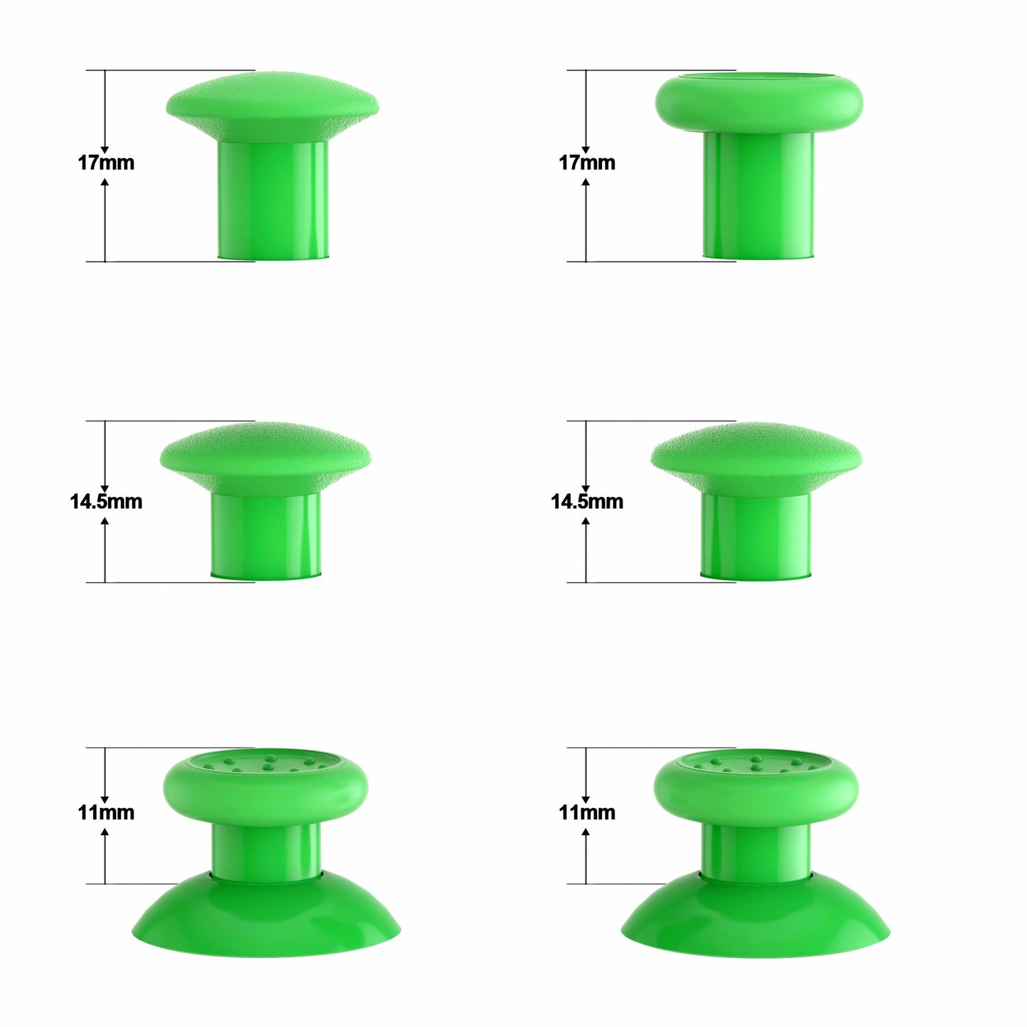 eXtremeRate Retail Green ThumbsGear Interchangeable Ergonomic Thumbstick for ps5 Controller, for ps4 All Model Controller - 3 Height Domed and Concave Grips Adjustable Joystick - P4J1114