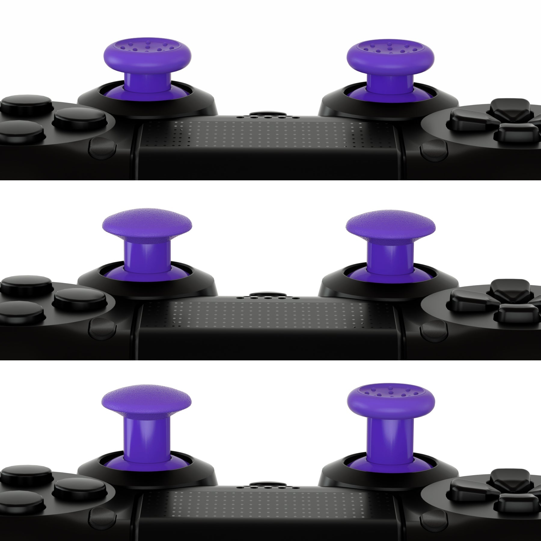 eXtremeRate Retail Purple ThumbsGear Interchangeable Ergonomic Thumbstick for ps5 Controller, for ps4 All Model Controller - 3 Height Domed and Concave Grips Adjustable Joystick - P4J1115