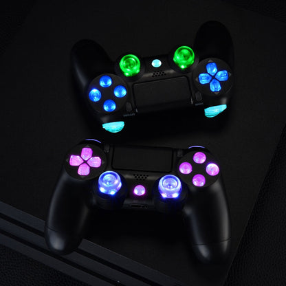 eXtremeRate Retail Multi-Colors Luminated D-pad L1 R1 R2 L2 Trigger Thumbsticks Home Face Buttons DTFS (DTF 2.0) LED Kit for ps4 CUH-ZCT2 Controller - 10 Colors Modes 7 Areas DIY Option Button Control - P4LED01