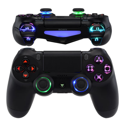 eXtremeRate Retail Multi-Colors Luminated D-pad Thumbstick L1 R1 R2 L2 Home Face Buttons DTFS (DTF 2.0) LED Kit for ps4 CUH-ZCT2 Controller with Classical Symbols Buttons - 10 Colors Modes 7 Areas DIY Option - P4LED02