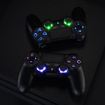 eXtremeRate Retail Multi-Colors Luminated D-pad Thumbstick L1 R1 R2 L2 Home Face Buttons DTFS (DTF 2.0) LED Kit for ps4 CUH-ZCT2 Controller with Classical Symbols Buttons - 10 Colors Modes 7 Areas DIY Option - P4LED02