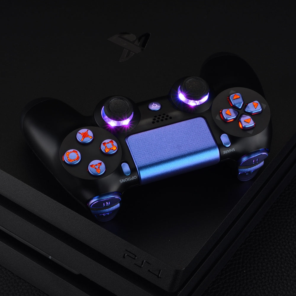 eXtremeRate Retail Multi-Colors Luminated D-pad Thumbstick Trigger Home Face Buttons, Chameleon Classical Symbols Buttons DTFS (DTF 2.0) LED Kit for ps4 Slim ps4 Pro Controller - Controller NOT Included - P4LED04