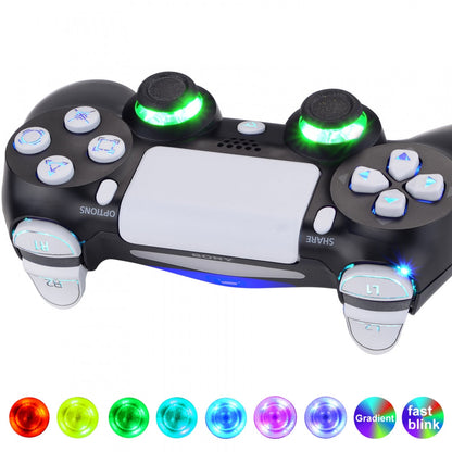 eXtremeRate Retail Multi-Colors Luminated D-pad Thumbstick Trigger Home Face Buttons, White Classical Symbols Button DTFS (DTF 2.0) LED Kit for ps4 Slim ps4 Pro Controller - Controller NOT Included - P4LED07