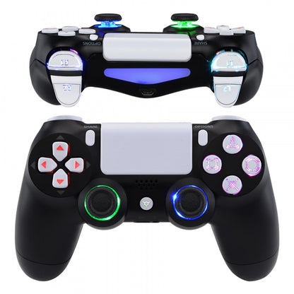 eXtremeRate Retail Multi-Colors Luminated D-pad Thumbstick Trigger Home Face Buttons, White Classical Symbols Button DTFS (DTF 2.0) LED Kit for ps4 Slim ps4 Pro Controller - Controller NOT Included - P4LED07