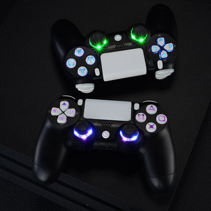 eXtremeRate Retail Multi-Colors Luminated D-pad Thumbstick Trigger Home Face Buttons, White Classical Symbols Button DTFS (DTF 2.0) LED Kit for ps4 Slim ps4 Pro Controller - Controller NOT Included - P4LED07