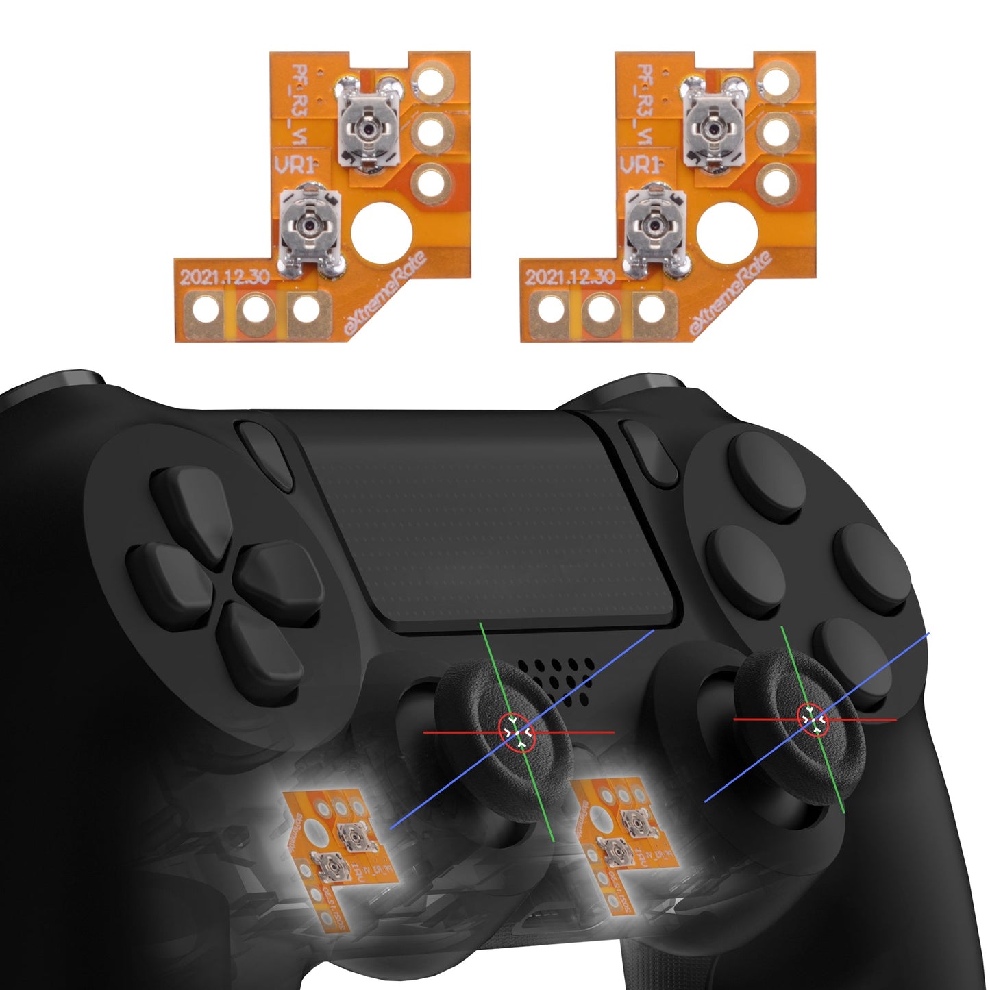 eXtremeRate Retail Drifix Thumbsticks Drift Fix Repair Kit for PS4 Slim Pro Controller (JDM-040/050/055), Custom Analog Stick Joystick Regulator Circuit Board for PS4 Slim Pro Controller - P4MD004