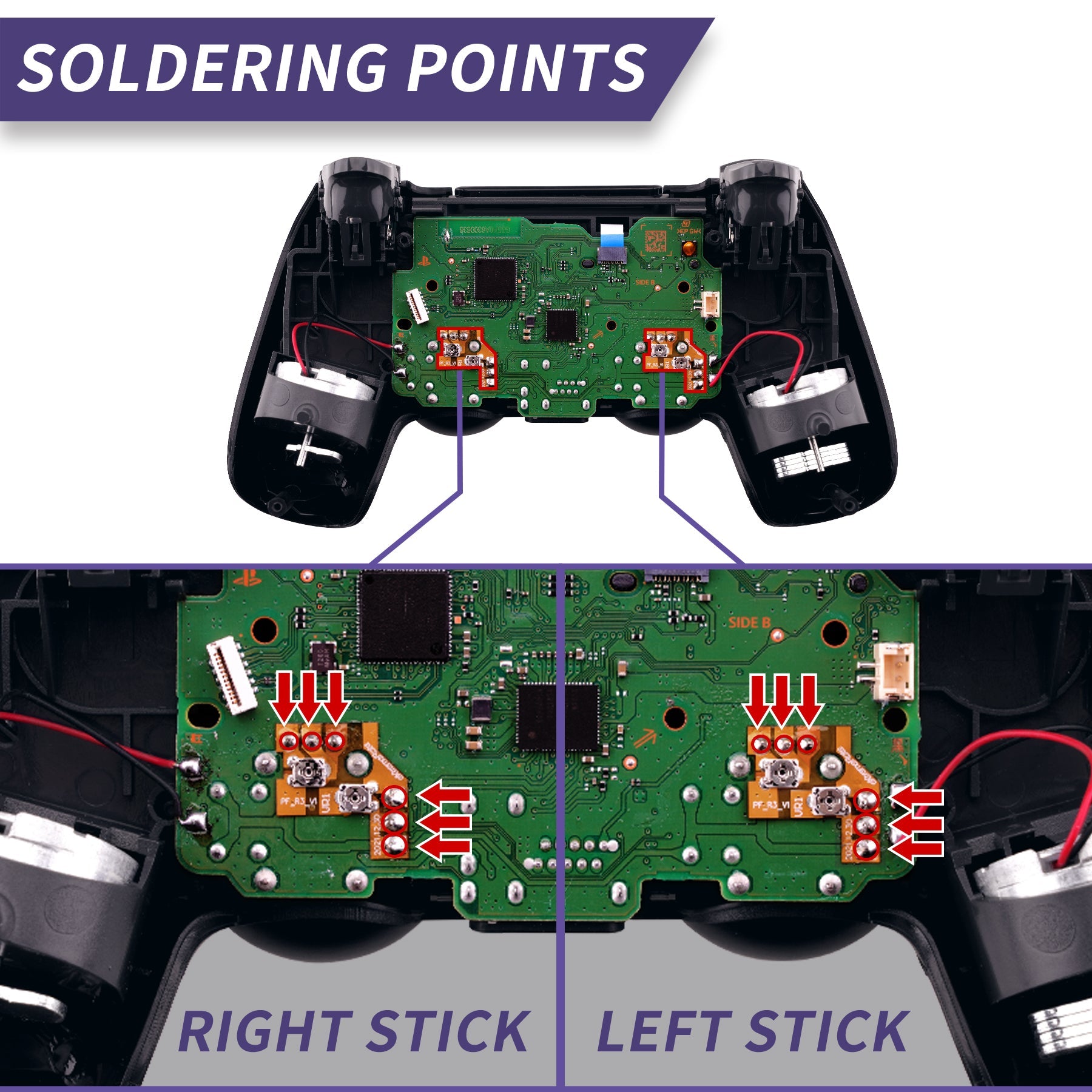 eXtremeRate Retail Drifix Thumbsticks Drift Fix Repair Kit for PS4 Slim Pro Controller (JDM-040/050/055), Custom Analog Stick Joystick Regulator Circuit Board for PS4 Slim Pro Controller - P4MD004