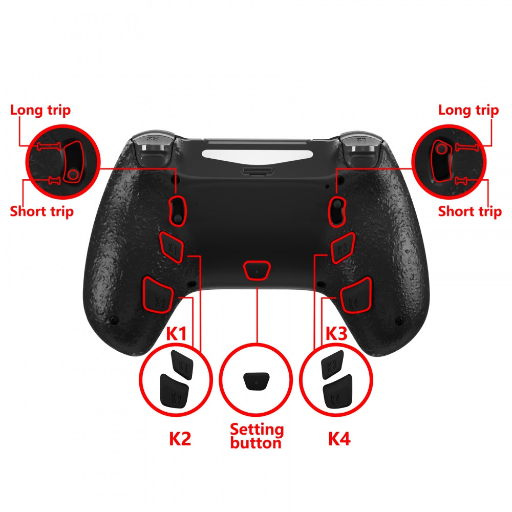 eXtremeRate Retail White DECADE Tournament Controller (DTC) Upgrade Kit for ps4 Controller JDM-040/050/055, Upgrade Board & Ergonomic Shell & Back Buttons & Trigger Stops - Controller NOT Included - P4MG003