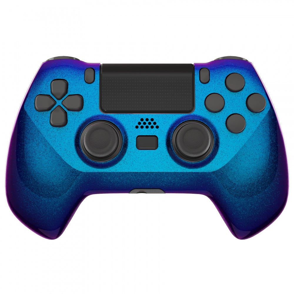 eXtremeRate Retail Chameleon Purple Blue DECADE Tournament Controller (DTC) Upgrade Kit for ps4 Controller JDM-040/050/055, Upgrade Board & Ergonomic Shell & Back Buttons & Trigger Stops - Controller NOT Included - P4MG004