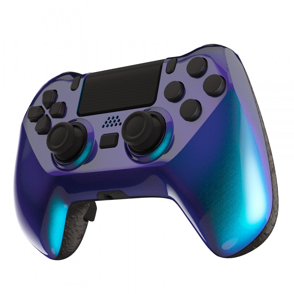 eXtremeRate Retail Chameleon Purple Blue DECADE Tournament Controller (DTC) Upgrade Kit for ps4 Controller JDM-040/050/055, Upgrade Board & Ergonomic Shell & Back Buttons & Trigger Stops - Controller NOT Included - P4MG004