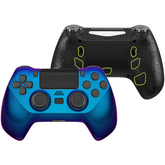 eXtremeRate Retail Chameleon Purple Blue DECADE Tournament Controller (DTC) Upgrade Kit for ps4 Controller JDM-040/050/055, Upgrade Board & Ergonomic Shell & Back Buttons & Trigger Stops - Controller NOT Included - P4MG004