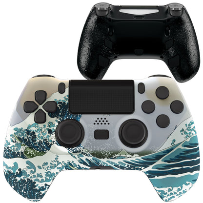 eXtremeRate Retail The Great Wave DECADE Tournament Controller (DTC) Upgrade Kit for ps4 Controller JDM-040/050/055, Upgrade Board & Ergonomic Shell & Back Buttons & Trigger Stops - Controller NOT Included - P4MG007