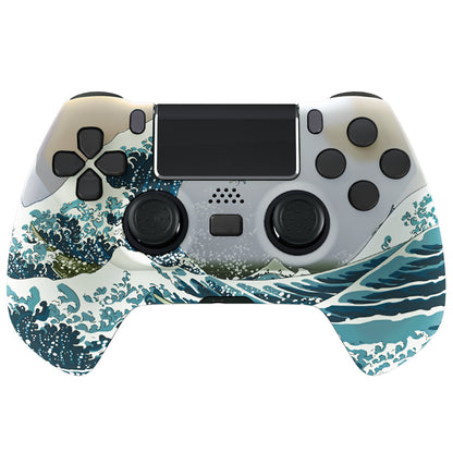 eXtremeRate Retail The Great Wave DECADE Tournament Controller (DTC) Upgrade Kit for ps4 Controller JDM-040/050/055, Upgrade Board & Ergonomic Shell & Back Buttons & Trigger Stops - Controller NOT Included - P4MG007