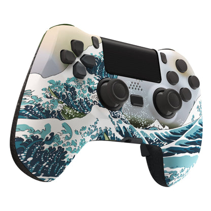 eXtremeRate Retail The Great Wave DECADE Tournament Controller (DTC) Upgrade Kit for ps4 Controller JDM-040/050/055, Upgrade Board & Ergonomic Shell & Back Buttons & Trigger Stops - Controller NOT Included - P4MG007