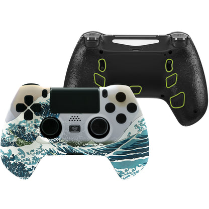 eXtremeRate Retail The Great Wave DECADE Tournament Controller (DTC) Upgrade Kit for ps4 Controller JDM-040/050/055, Upgrade Board & Ergonomic Shell & Back Buttons & Trigger Stops - Controller NOT Included - P4MG007