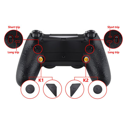 eXtremeRate Retail Textured Black Dawn 2.0 FlashShot Trigger Stop Remap Kit for ps4 CUH-ZCT2 Controller, Part & Back Shell & 2 Back Buttons & 2 Trigger Lock for ps4 Controller JDM 040/050/055 - P4QS001