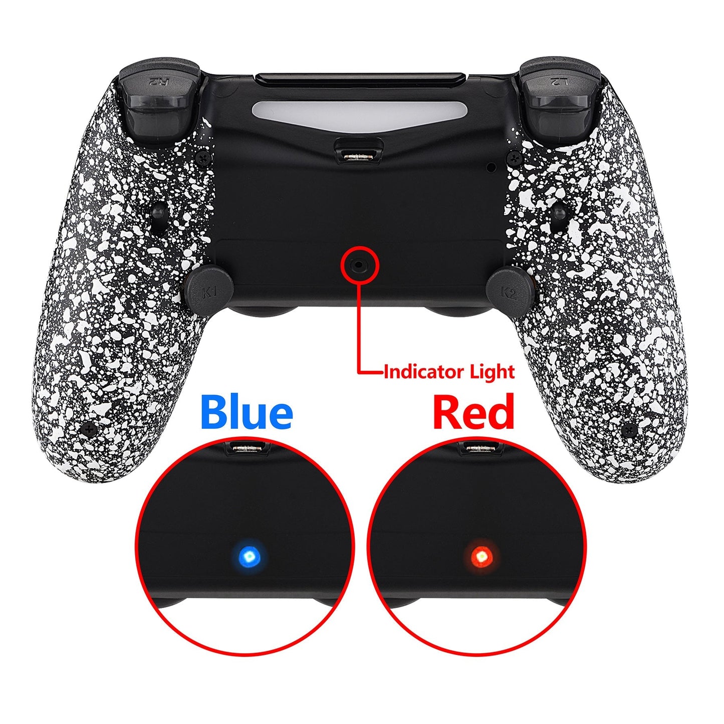 eXtremeRate Retail Textured White Dawn 2.0 FlashShot Trigger Stop Remap Kit for ps4 CUH-ZCT2 Controller, Part & Back Shell & 2 Back Buttons & 2 Trigger Lock for ps4 Controller JDM 040/050/055 - P4QS002