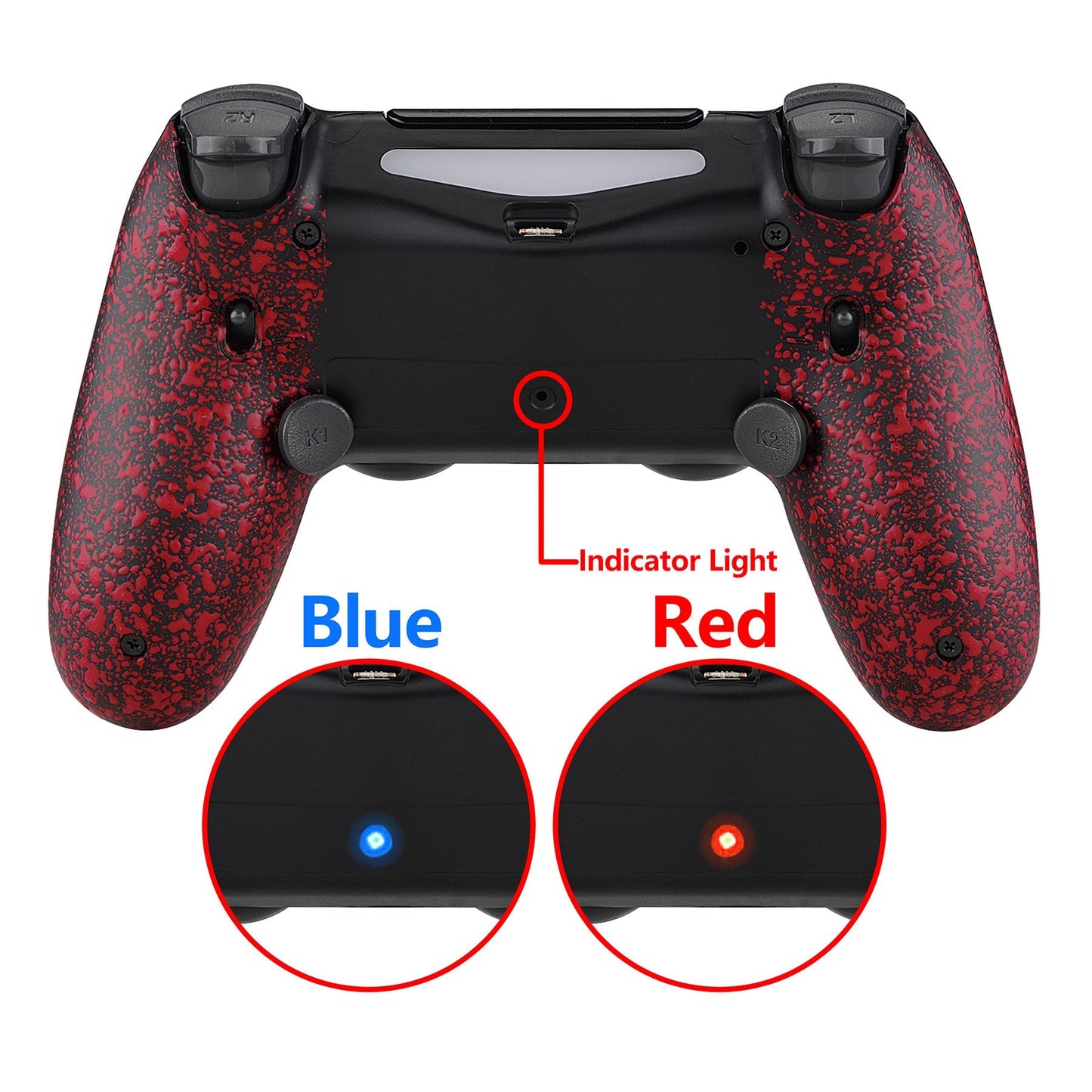 eXtremeRate Retail Textured Red Dawn 2.0 FlashShot Trigger Stop Remap Kit for ps4 CUH-ZCT2 Controller, Part & Back Shell & 2 Back Buttons & 2 Trigger Lock for ps4 Controller JDM 040/050/055 - P4QS003