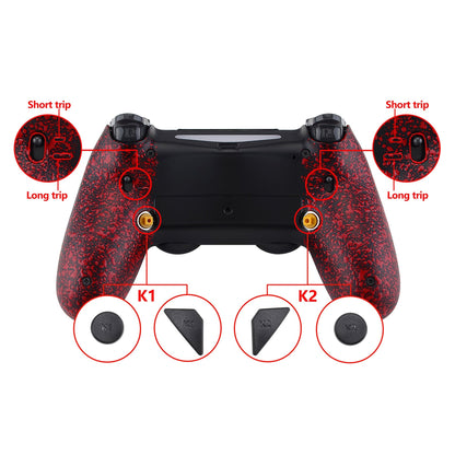 eXtremeRate Retail Textured Red Dawn 2.0 FlashShot Trigger Stop Remap Kit for ps4 CUH-ZCT2 Controller, Part & Back Shell & 2 Back Buttons & 2 Trigger Lock for ps4 Controller JDM 040/050/055 - P4QS003