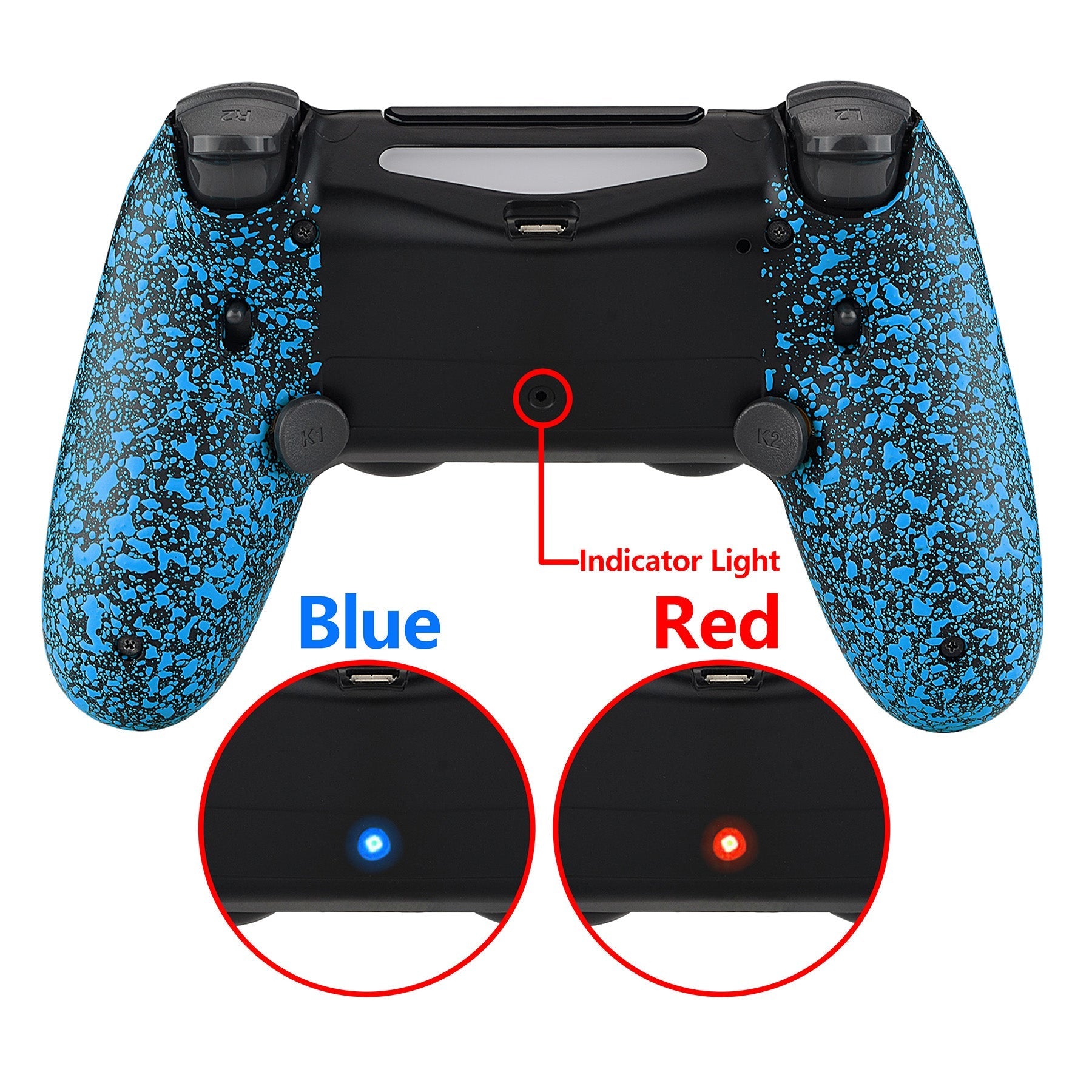 eXtremeRate Retail Textured Blue Dawn 2.0 FlashShot Trigger Stop Remap Kit for ps4 CUH-ZCT2 Controller, Part & Back Shell & 2 Back Buttons & 2 Trigger Lock for ps4 Controller JDM 040/050/055 - P4QS004