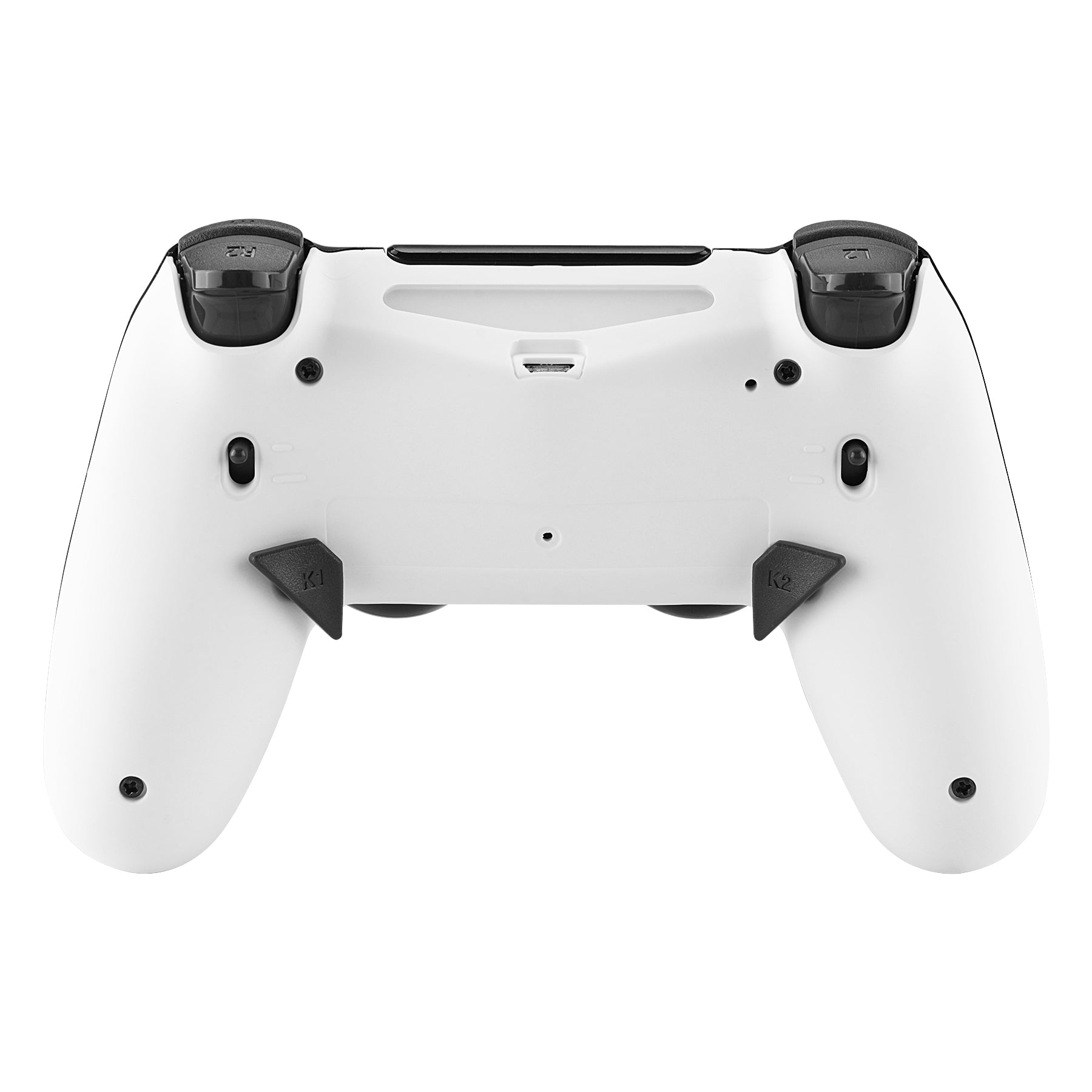 eXtremeRate Retail Soft Touch White Dawn 2.0 FlashShot Trigger Stop Remap Kit for ps4 CUH-ZCT2 Controller, Part & Back Shell & 2 Back Buttons & 2 Trigger Lock for ps4 Controller JDM 040/050/055 - P4QS009