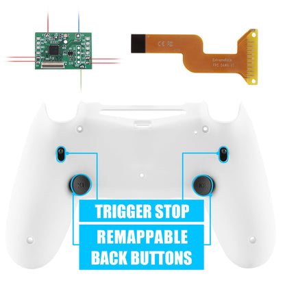 Soft Touch White Dawn 2.0 FlashShot Trigger Stop Remap Kit for ps4 CUH-ZCT2 Controller, Part & Back Shell & 2 Back Buttons & 2 Trigger Lock for ps4 Controller JDM 040/050/055 - P4QS009 eXtremeRate