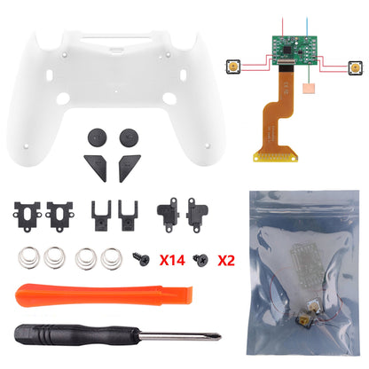 eXtremeRate Retail Soft Touch White Dawn 2.0 FlashShot Trigger Stop Remap Kit for ps4 CUH-ZCT2 Controller, Part & Back Shell & 2 Back Buttons & 2 Trigger Lock for ps4 Controller JDM 040/050/055 - P4QS009