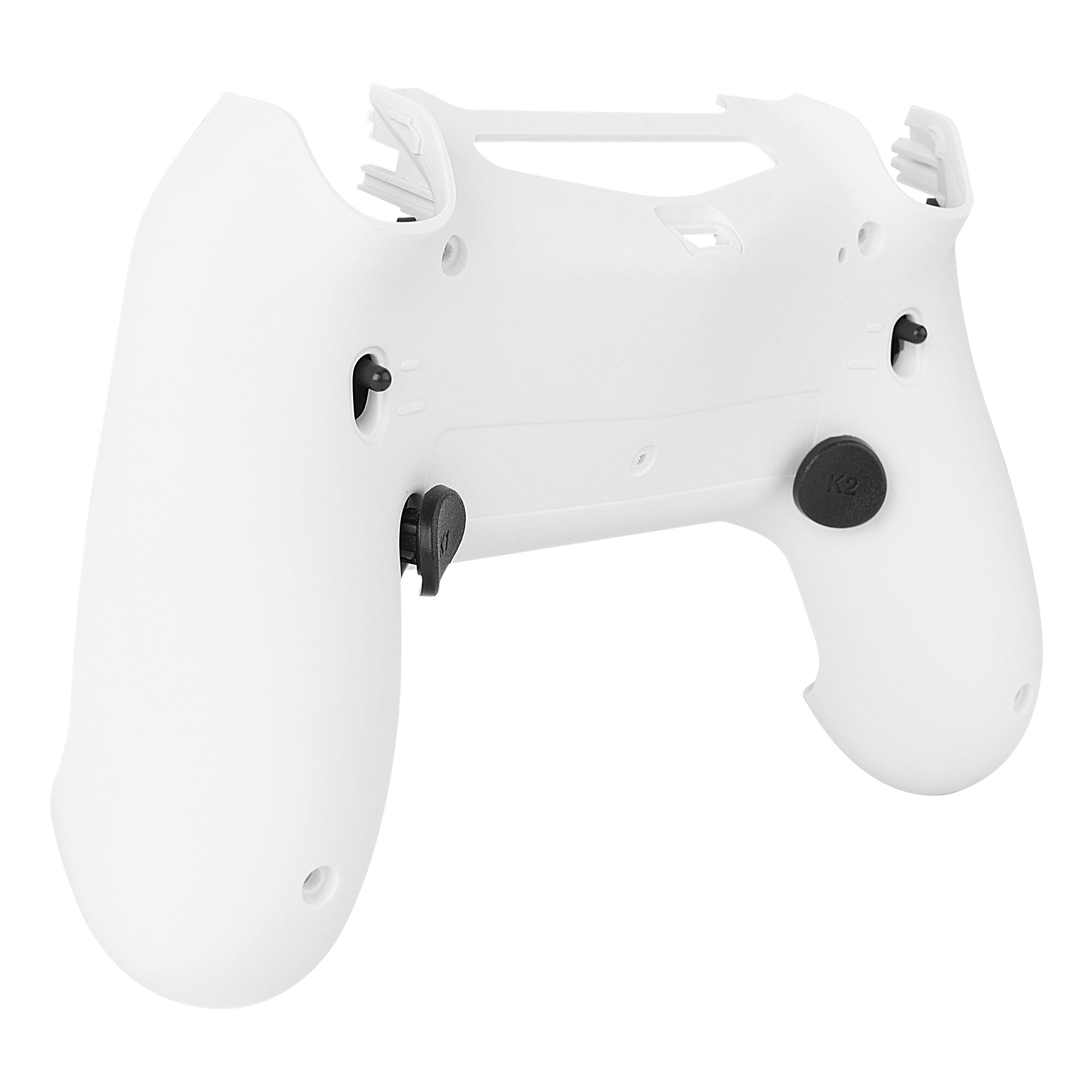 eXtremeRate Retail Soft Touch White Dawn 2.0 FlashShot Trigger Stop Remap Kit for ps4 CUH-ZCT2 Controller, Part & Back Shell & 2 Back Buttons & 2 Trigger Lock for ps4 Controller JDM 040/050/055 - P4QS009