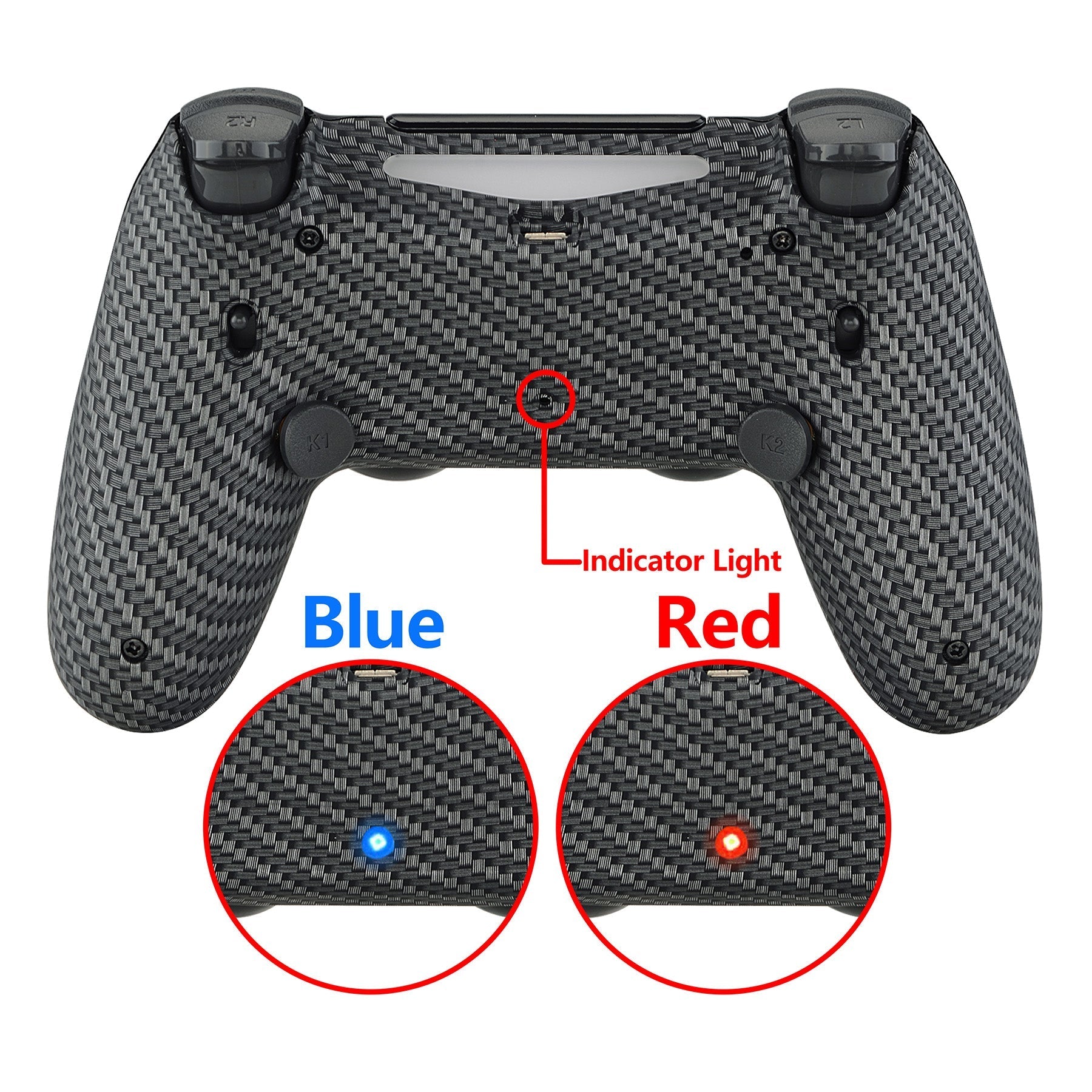 eXtremeRate Retail Black Silver Carbon Fiber Dawn 2.0 FlashShot Trigger Stop Remap Kit for ps4 CUH-ZCT2 Controller, Part & Back Shell & 2 Back Buttons & 2 Trigger Lock for ps4 Controller JDM 040/050/055 - P4QS010