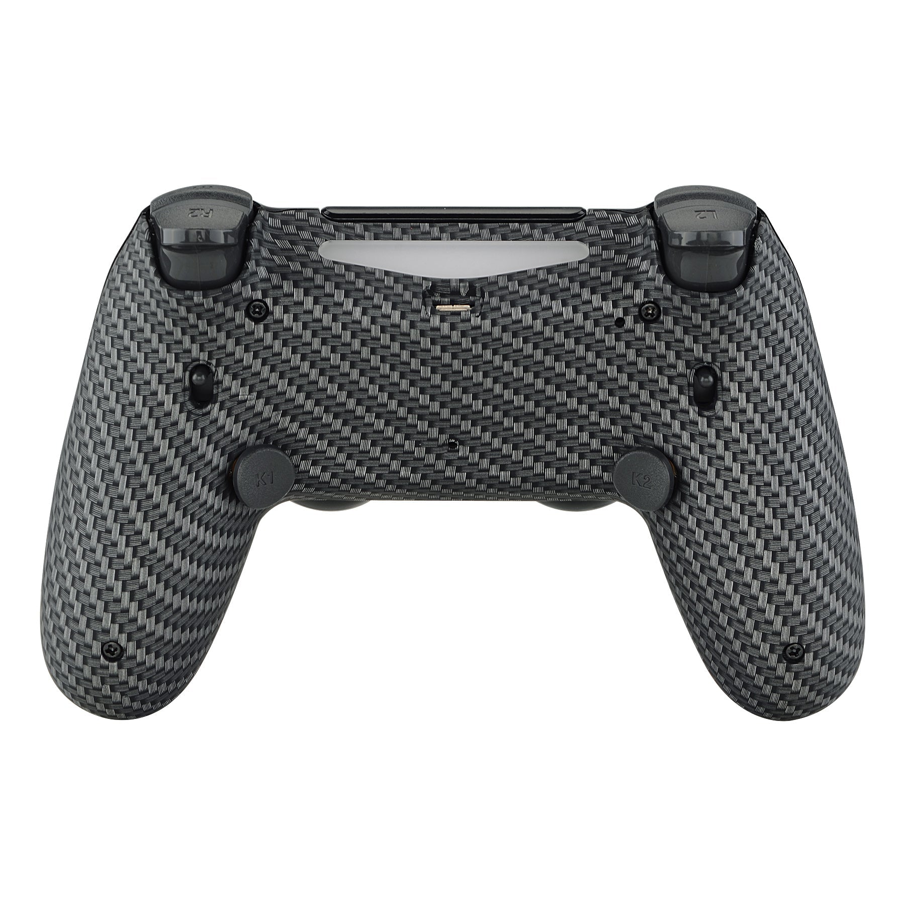 eXtremeRate Retail Black Silver Carbon Fiber Dawn 2.0 FlashShot Trigger Stop Remap Kit for ps4 CUH-ZCT2 Controller, Part & Back Shell & 2 Back Buttons & 2 Trigger Lock for ps4 Controller JDM 040/050/055 - P4QS010