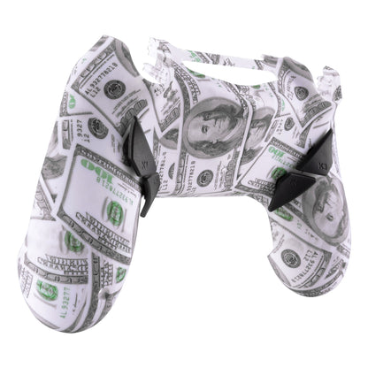 eXtremeRate Retail 100$ Cash Money Dollar Patterned Dawn Remappable Remap Kit with Redesigned Back Shell & 4 Back Buttons for ps4 Controller JDM 040/050/055 - P4RM001