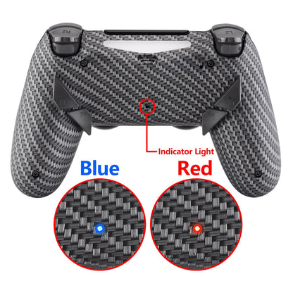 eXtremeRate Retail Black Silver Carbon Fiber Patterned Dawn Remappable Remap Kit with Redesigned Back Shell & 4 Back Buttons for ps4 Controller JDM 040/050/055 - P4RM003