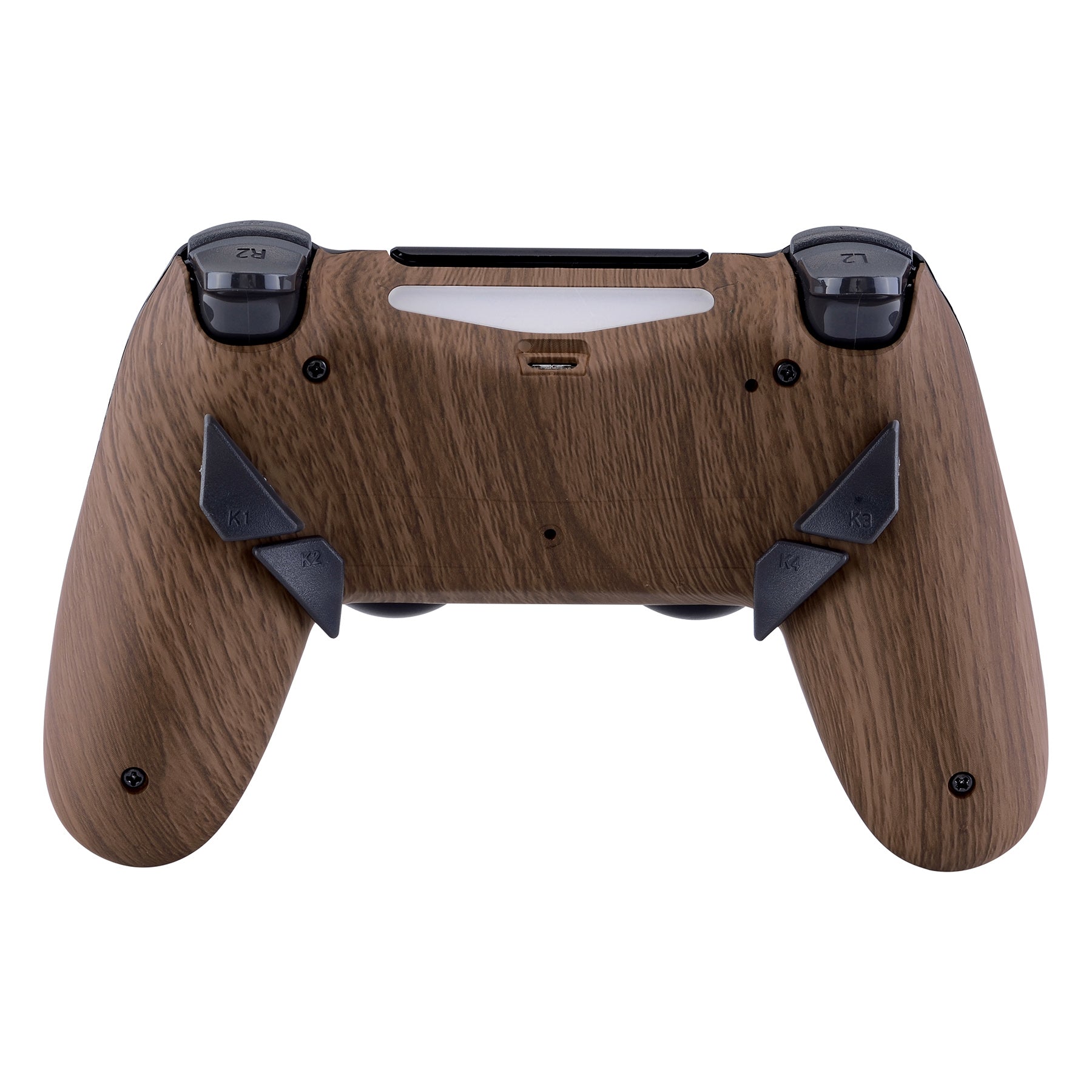 eXtremeRate Retail Wood Grain Patterned Dawn Remappable Remap Kit with Redesigned Back Shell & 4 Back Buttons for ps4 Controller JDM 040/050/055 - P4RM004